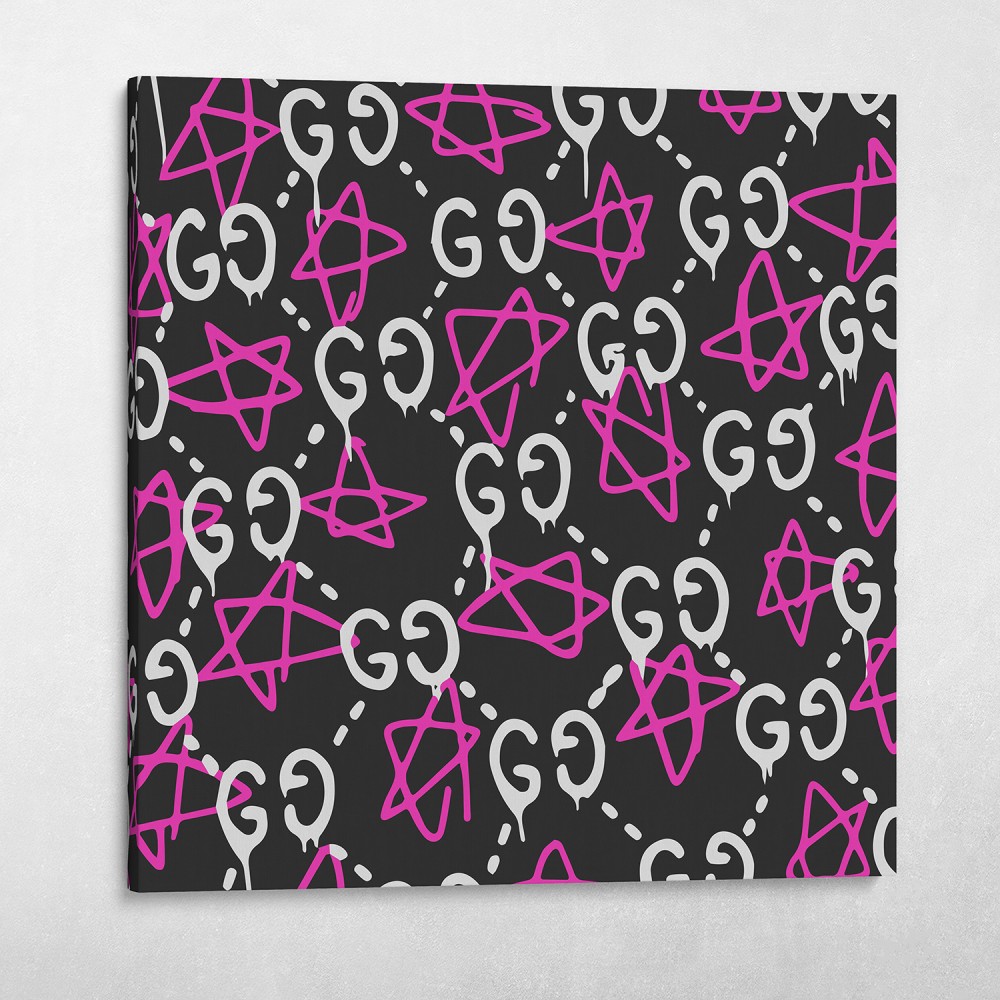 Gucci Ghost GG Pattern Fashion Pop Culture Canvas Wall Art